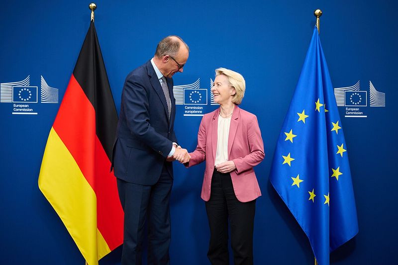 Cancelarul german Friedrich Merz, primit de Ursula von der Leyen la Comisia Europeană, 5 decembrie 2025